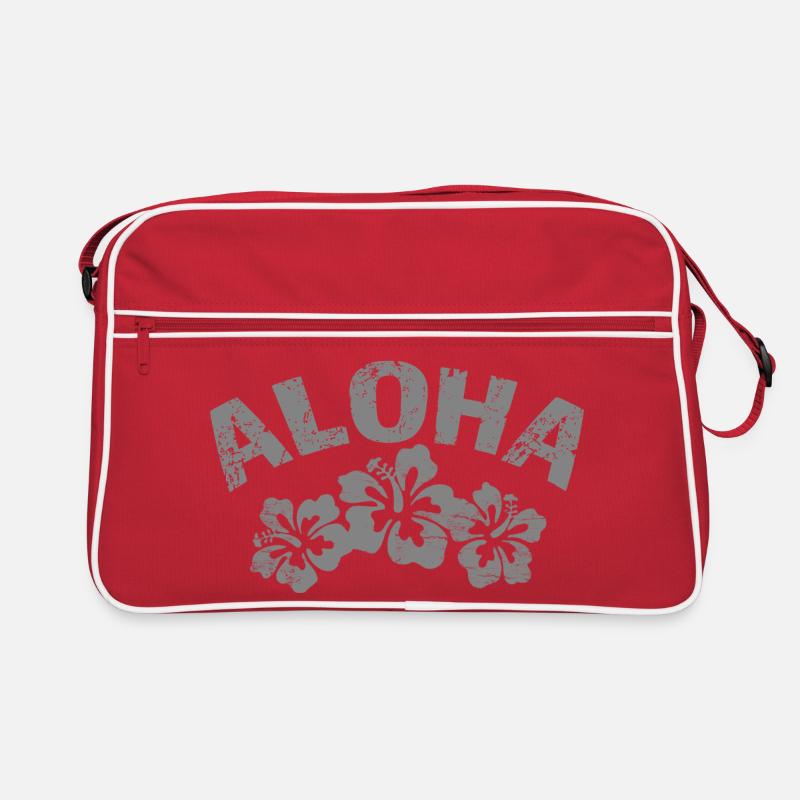 Aloha Hibiscus Tropical Design - Sac Retro - rouge/blanc