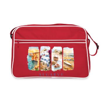 Vacances en Algarve au Portugal – Motif plage & roche - Sac Retro - rouge/blanc - Devant