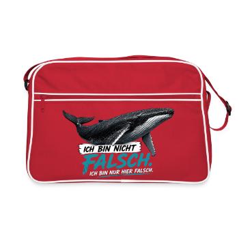 Déclaration sur la baleine à bosse – Je me trompe ici - Sac Retro - rouge/blanc - Devant
