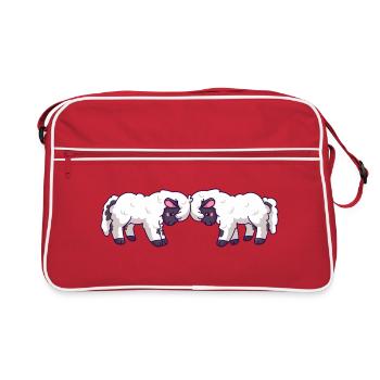 Walliser Schwarznasenschaf stoßen sich die Köpfe - Retro Tasche - Rot/Weiß - Vorne