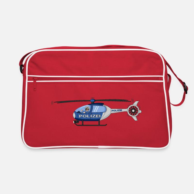Polizei Hubschrauber Pilot - Retro Tasche - Rot/Weiß