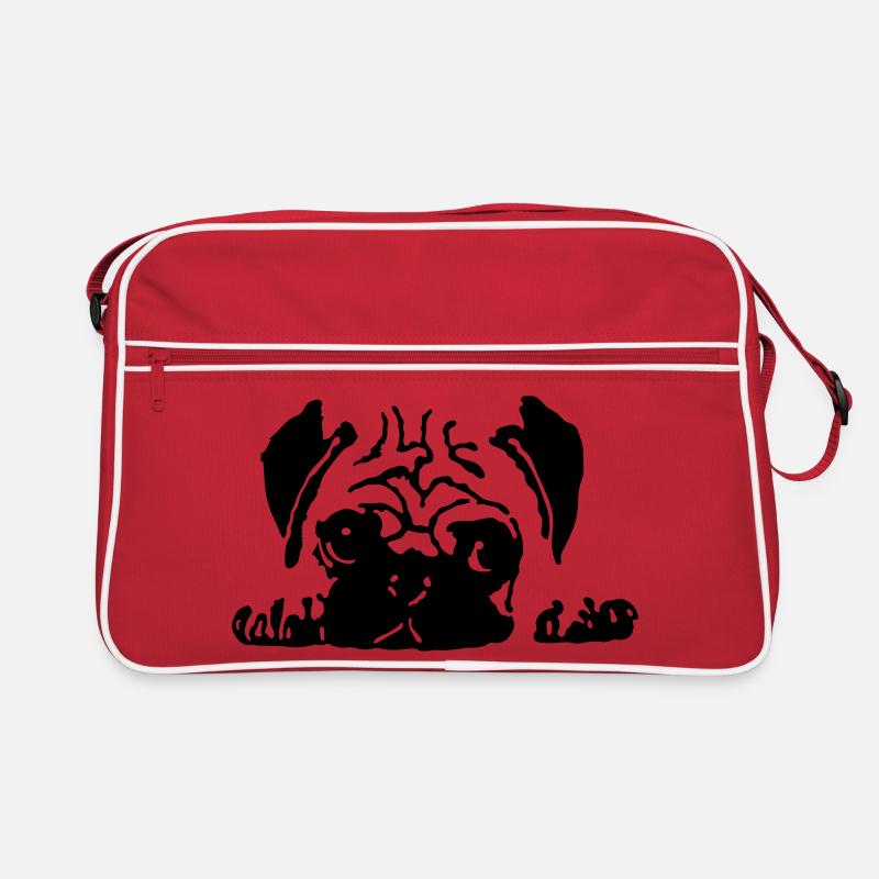 Mops - Retro Tasche - Rot/Weiß