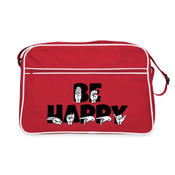 Langue des signes pour sourds et malentendants - Sac Retro - rouge/blanc - Devant