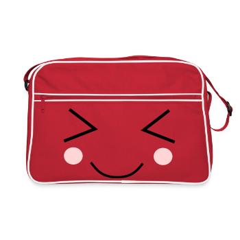 Kawaii Face Funny - Retro Bag - red/white - Front