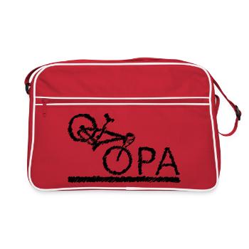 bester Opa Fahrrad Mountainbike Radeln Kritzeln - Retro Tasche - Rot/Weiß - Vorne