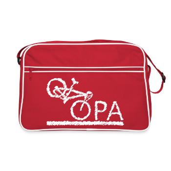 bester Opa Fahrrad Mountainbike Radeln Kritzeln - Retro Tasche - Rot/Weiß - Vorne