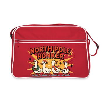 Nordpol Honker Gans Weihnachten Lustiger Weihnachtsmann - Retro Tasche - Rot/Weiß - Vorne