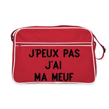 Ich kann nicht, ich habe mein Mädchen - Retro Tasche - Rot/Weiß - Vorne