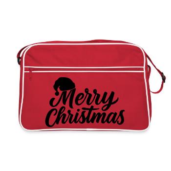 Hand lettering Merry Christmas with hat - Retro Bag - red/white - Front