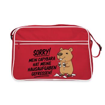 Sorry! Capybara ate my homework - Retro Bag - red/white - Front