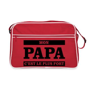 Mon papa c'est le plus fort  - Sac Retro - rouge/blanc - Devant