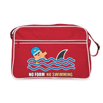 No Form No Swimming Cartoon - Retro Tasche - Rot/Weiß - Vorne