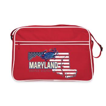 Maryland Vereinigte Staaten Vintage Souvenir - Retro Tasche - Rot/Weiß - Vorne
