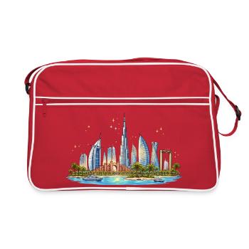 Skyline du front de mer de Dubaï - Sac Retro - rouge/blanc - Devant