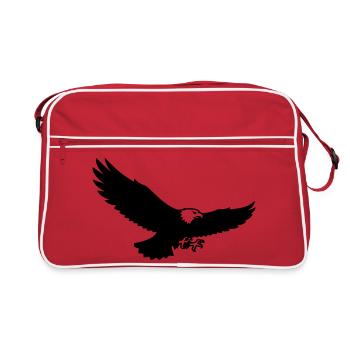 Eagle Silhouette Bird of Prey Logo - Retro Bag - red/white - Front