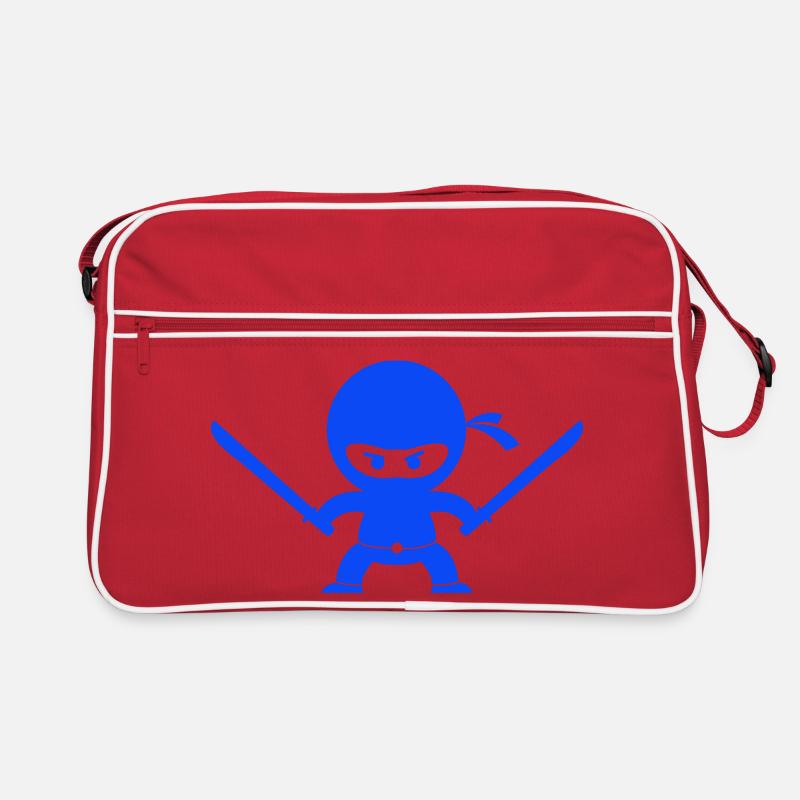 Blauer Ninja mit zwei Schwertern Retro Tasche