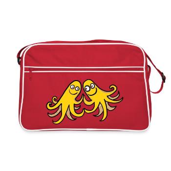 Dancing Octopuses - Retro Bag - red/white - Front