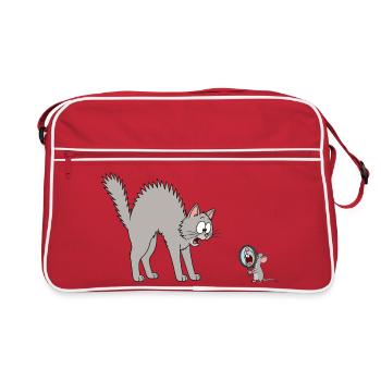 Le chat et la souris | Motif de dessin animé drôle - Sac Retro - rouge/blanc - Devant