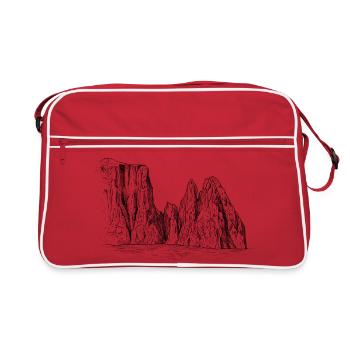Silhouette du massif Sciliar | Monuments des Dolomites - Sac Retro - rouge/blanc - Devant