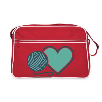 Funny Crochet Yarn Lovers Heart Crochet Hook - Retro Bag - red/white - Front