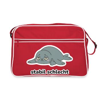 stabil schlecht – Robbe Meme - Retro Tasche - Rot/Weiß - Vorne