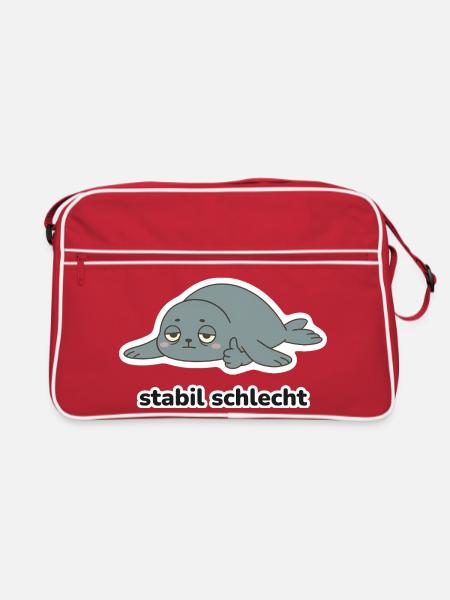 stabil schlecht – Robbe Meme - Retro Tasche - Rot/Weiß