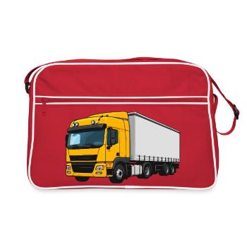 Gelber Lastwagen Illustration - Retro Tasche - Rot/Weiß - Vorne