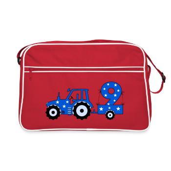 9th Birthday Tractor - Retro Bag - red/white - Front