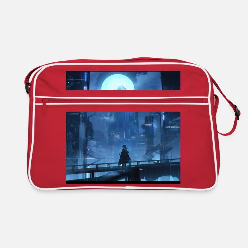 Shadowed Serenity: Anime-Silhouette eines Mädchens Retro Tasche