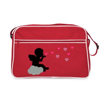 Stilisierter Liebesengel mit Herzen - Retro Tasche - Rot/Weiß - Vorne