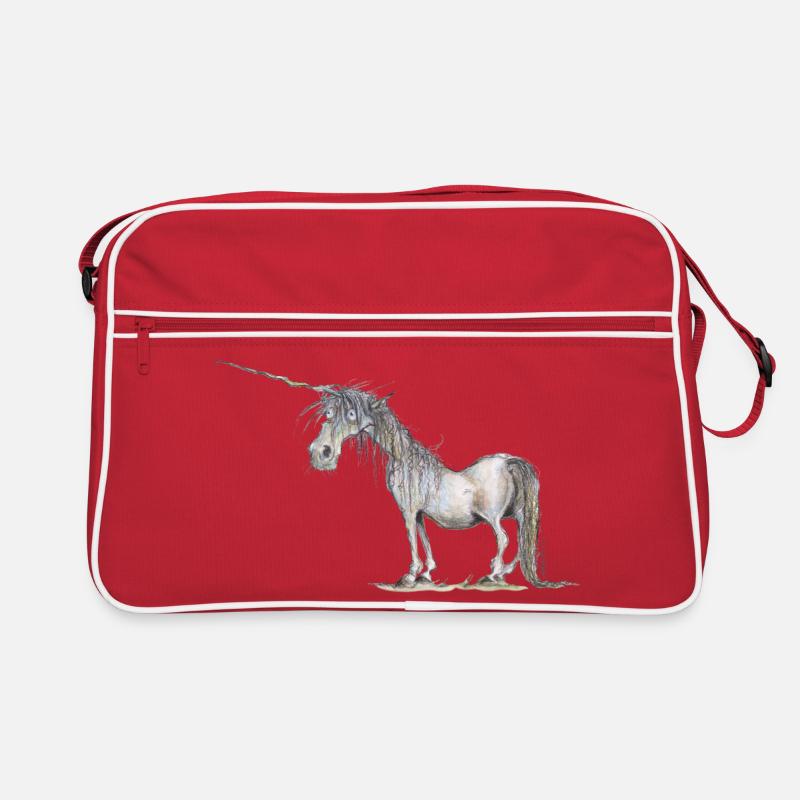 Das letzte Einhorn - Retro Tasche - Rot/Weiß