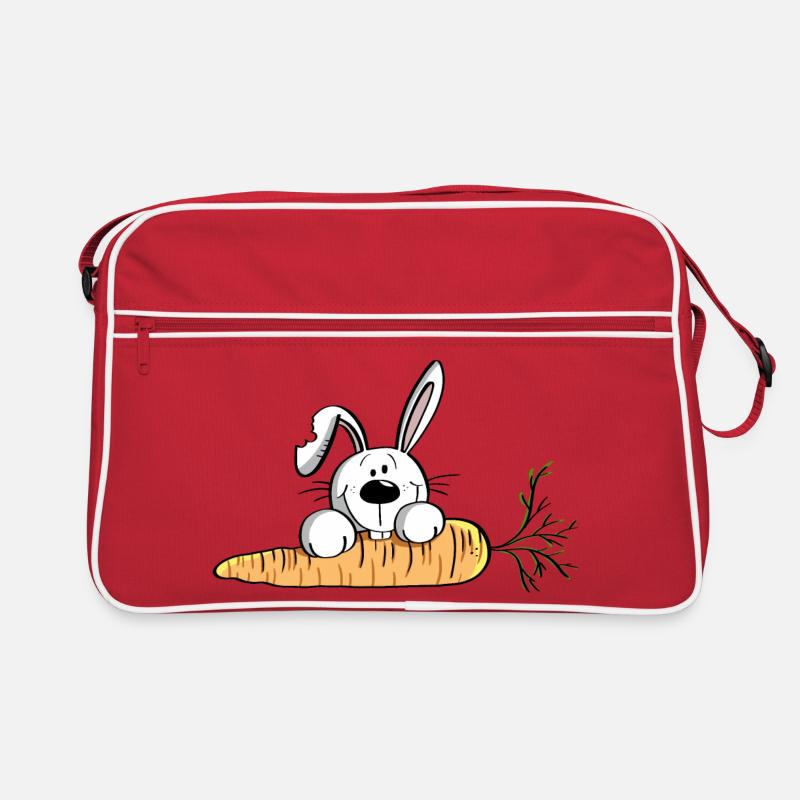 White rabbit with fat carrot - Easter - Easter bunny Retro Bag