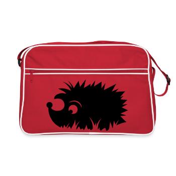 A hedgehog is sitting in a meadow - Retro Bag - red/white - Front