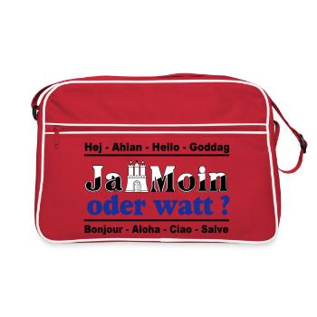 Hamburg , Tradition , Ja Moin oder watt (25) - Retro Tasche - Rot/Weiß - Vorne