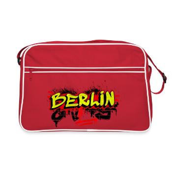 Motif graffiti à Berlin - Sac Retro - rouge/blanc - Devant