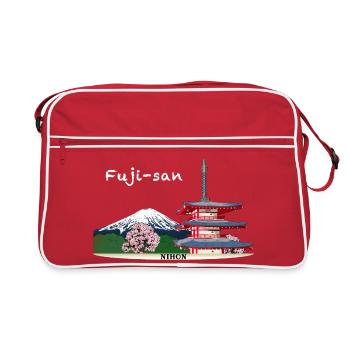 Mont Fuji, Japon, Pagode - Sac Retro - rouge/blanc - Devant