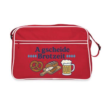 a gscheide brotzeit / Bayern Spruch - Retro Tasche - Rot/Weiß - Vorne