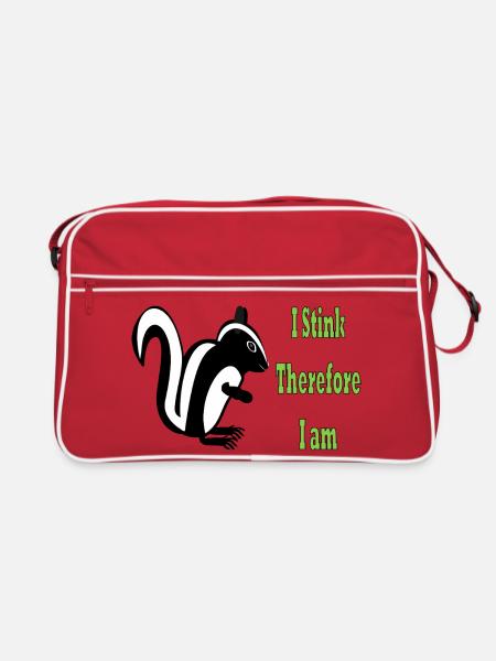 Humorous Skunk Philosophy Quote Design - Retro Bag - red/white - Front