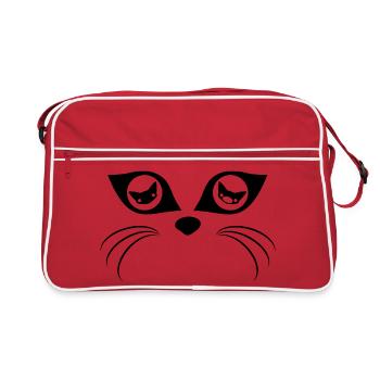 Yeux de chat (noir) - Sac Retro - rouge/blanc - Devant