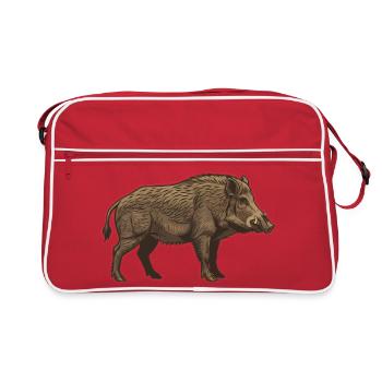 Chasse réaliste au sanglier sauvage brun - Sac Retro - rouge/blanc - Devant
