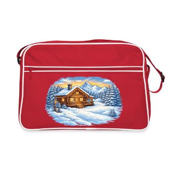 Refuge de ski d’hiver en montagne – Idylle alpin - Sac Retro - rouge/blanc - Devant