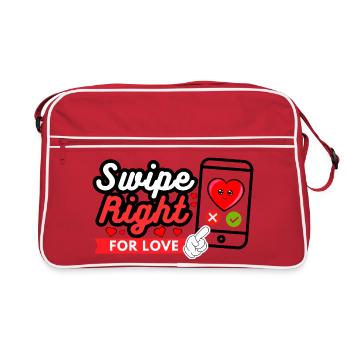 Glissez vers la droite pour l’amour – Déclaration d’amour moderne - Sac Retro - rouge/blanc - Devant
