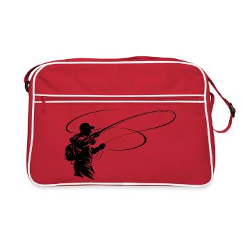 Fly Fishing Silhouette – Angler Design - Retro Bag - red/white - Front