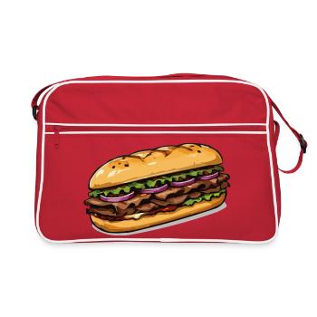 Illustration de sandwich - Sac Retro - rouge/blanc - Devant