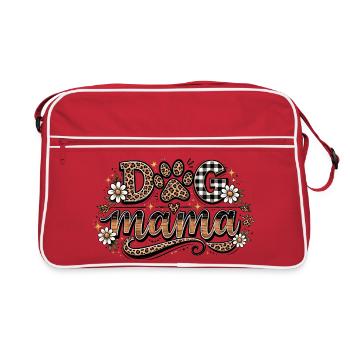 Dog Mom: Dog Mama Leopard Flowers Gift - Retro Bag - red/white - Front