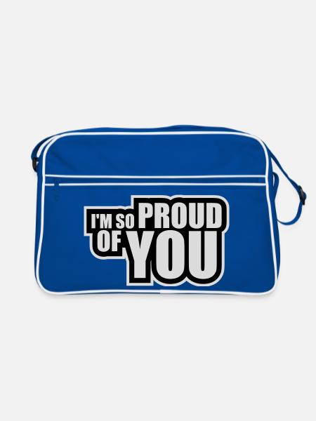 I'm So Proud Of You Heartily Encouraging Saying - Retro Bag - blue/white - Front