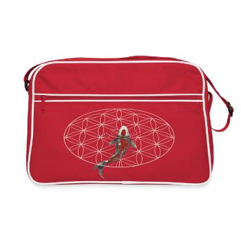  Fisch Koi Koi-Karpfen Blume des Lebens Koi - Retro Tasche - Rot/Weiß - Vorne