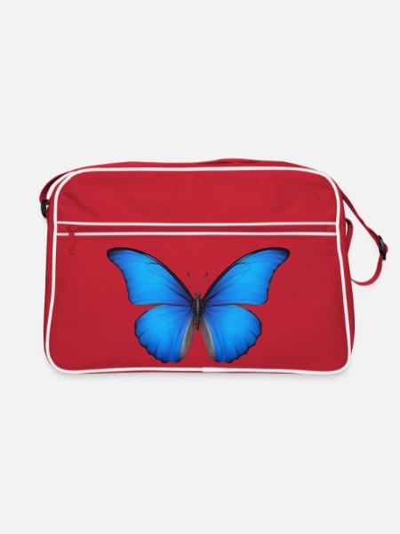 Azurblaue Schmetterlingsflügel - Retro Tasche - Rot/Weiß