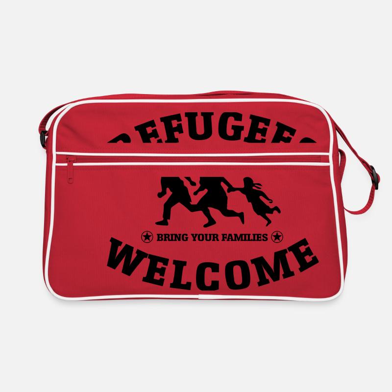 Refugees Welcome (versch. Farben) Retro Tasche