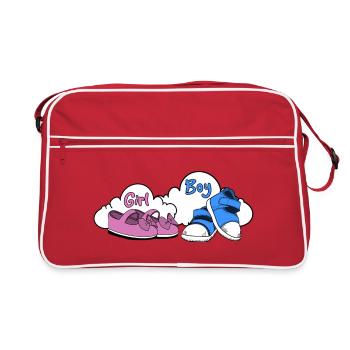 Illustration de paire de chaussures fille-garçon - Sac Retro - rouge/blanc - Devant